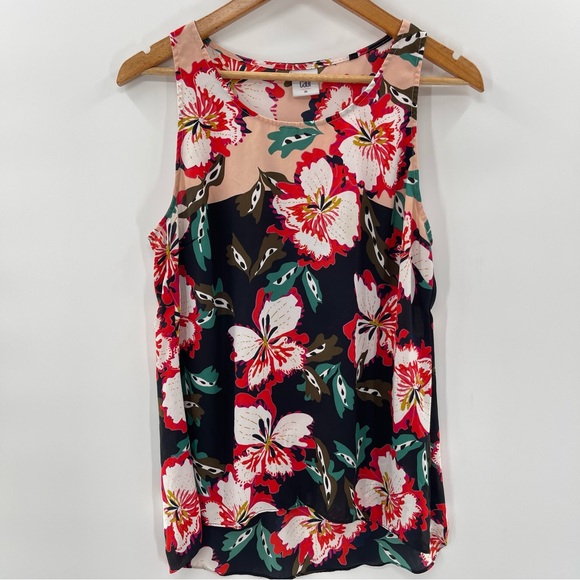 Cabi Hyacinth Hibiscus Floral Print Sleeveless Blouse Style #5542 Size Medium - Picture 2 of 12